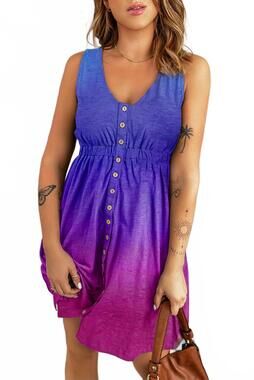 NEW TRENDSI buttoned sleeveless mini magic dress in violet